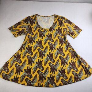 Lularoe Women’s Size L Large Giraffe Perfect Tee Tunic Top Safari Zoo Fun Soft